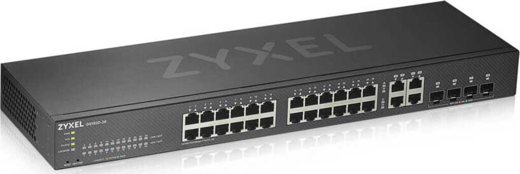 ZyXEL GS1920 Rackmount Gigabit Smart Switch&comma; 24x RJ-45&comma; 4x RJ-45&sol;SFP&comma; V2&comma; Backplane&colon; 56Gb&sol;s&comma; l&uuml;fterlos&comma; Metallgeh&auml;us