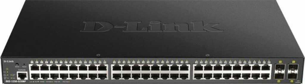 D-Link DGS-1250 Rackmount Gigabit Smart Switch&comma; 48x RJ-45&comma; 4x SFP&plus;&comma; 370W PoE&plus;&comma; Backplane&colon; 176Gb&sol;s&comma; Metallgeh&auml;use