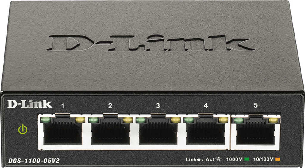D-Link DGS-1100 Desktop Gigabit Smart Switch&comma; 5x RJ-45&comma; V2&comma; Backplane&colon; 10Gb&sol;s&comma; l&uuml;fterlos&comma; Metallgeh&auml;use