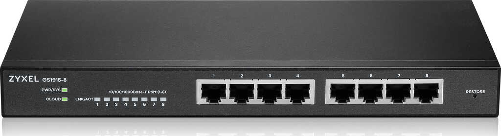 ZyXEL GS1915 Desktop Gigabit Smart Switch&comma; 8x RJ-45&comma;
