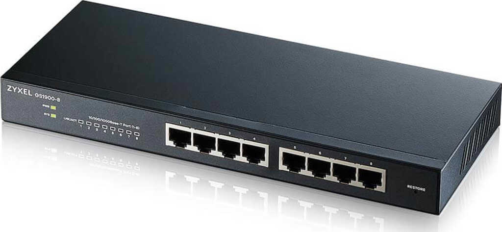 ZyXEL GS1900 v2 Desktop Gigabit Smart Switch&comma; 8x RJ-45&comma;