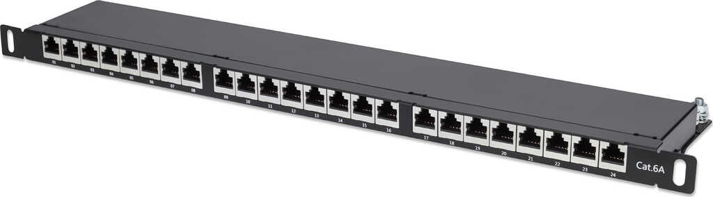 19 Zoll &sol;HE0&comma;5 24-Port Intellinet Patchpanel CAT 6a&comma; geschir schwarz