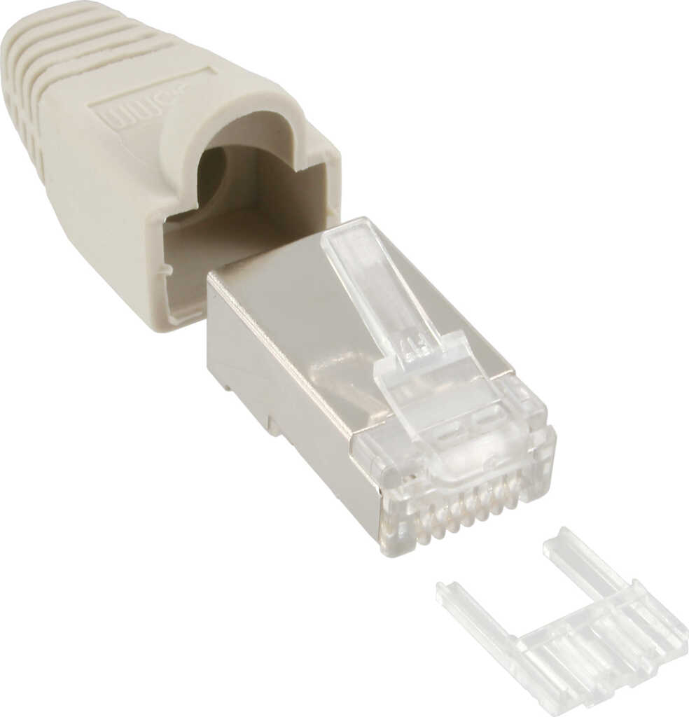 InLine Crimpstecker RJ45 geschirmt&comma; mit Knickschutz beige