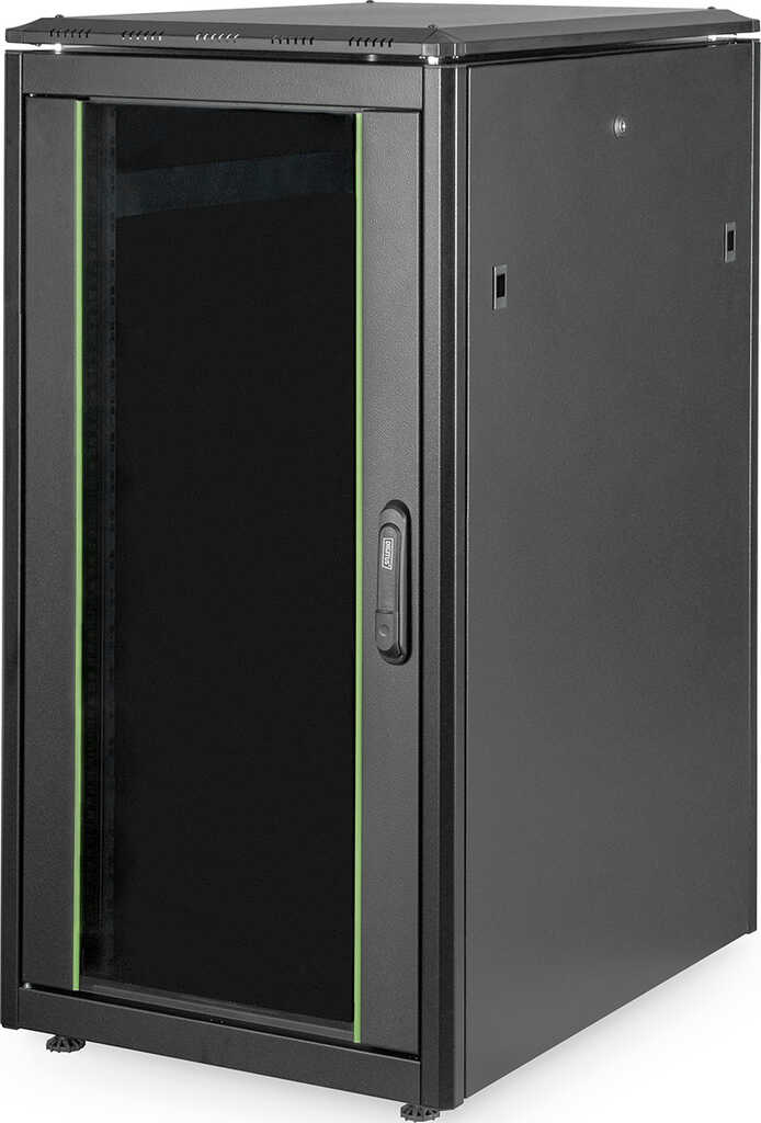 19 Zoll&sol; 22HE Digitus Professional DN-19 Unique Serie Serverschrank&comma; Glast&uuml;r&comma; schwarz&comma; 800mm tief