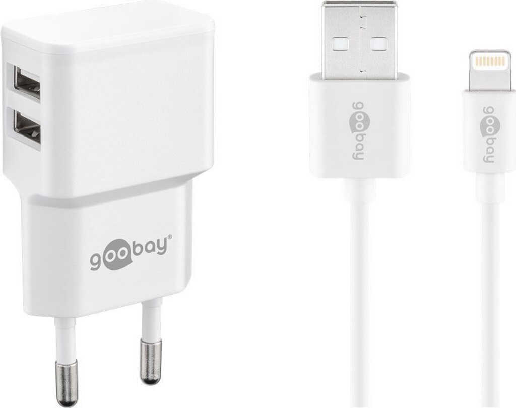 goobay Apple Lightning Dual Ladeset 2&comma;4 A weiss