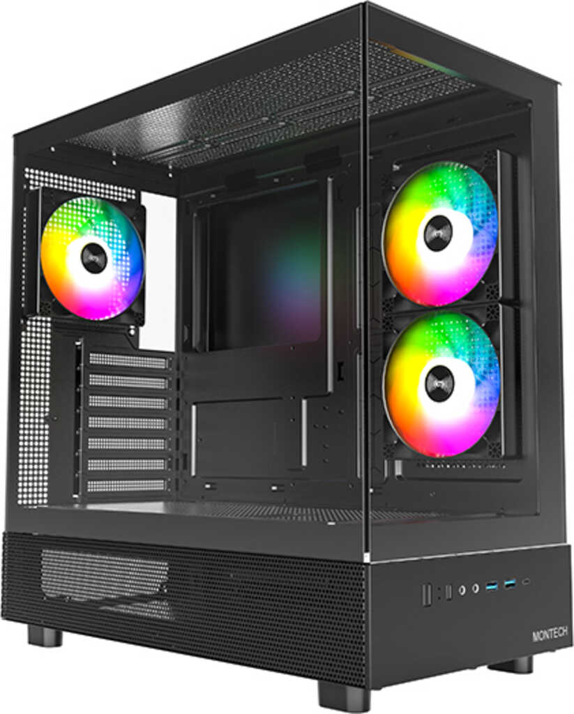 Montech XR&comma; schwarz&comma; Glasfenster