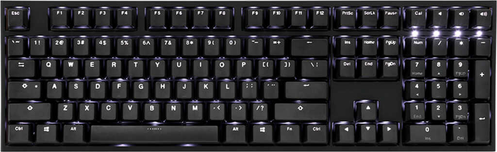 Ducky One 2 PBT schwarz&comma; LEDs wei&szlig;&comma; MX-Red&comma; USB&comma; DE