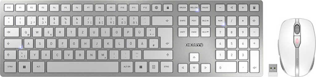 Cherry DW 9100 Slim wireless wei&szlig;&sol;silber&comma; Layout&colon; DE&comma;