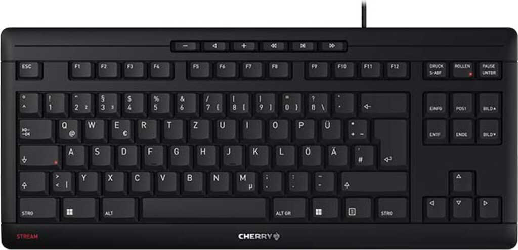 Cherry Stream Keyboard TKL schwarz&comma; Layout&colon; DE&comma; Rubber