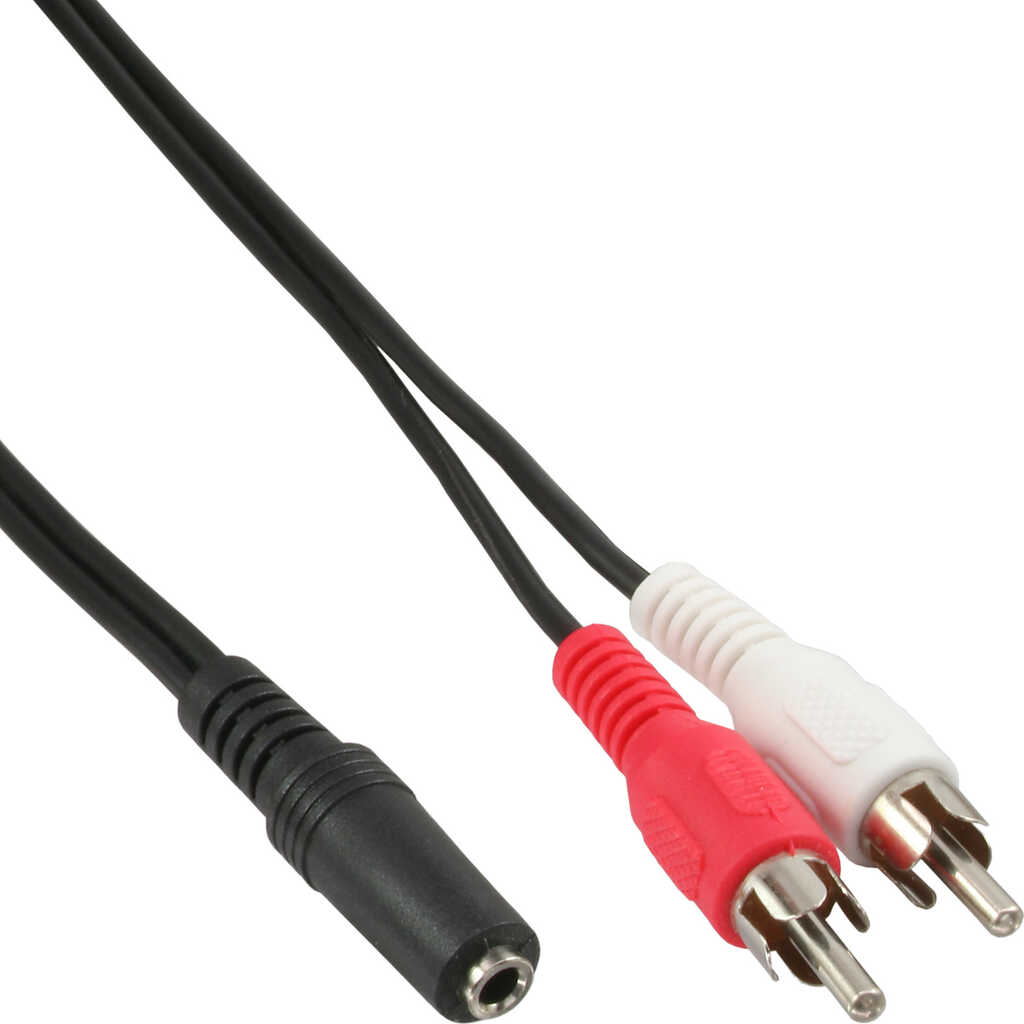 0&comma;2m 2x Cinch Stecker auf 3&period;5 Klinke Buchse InLine