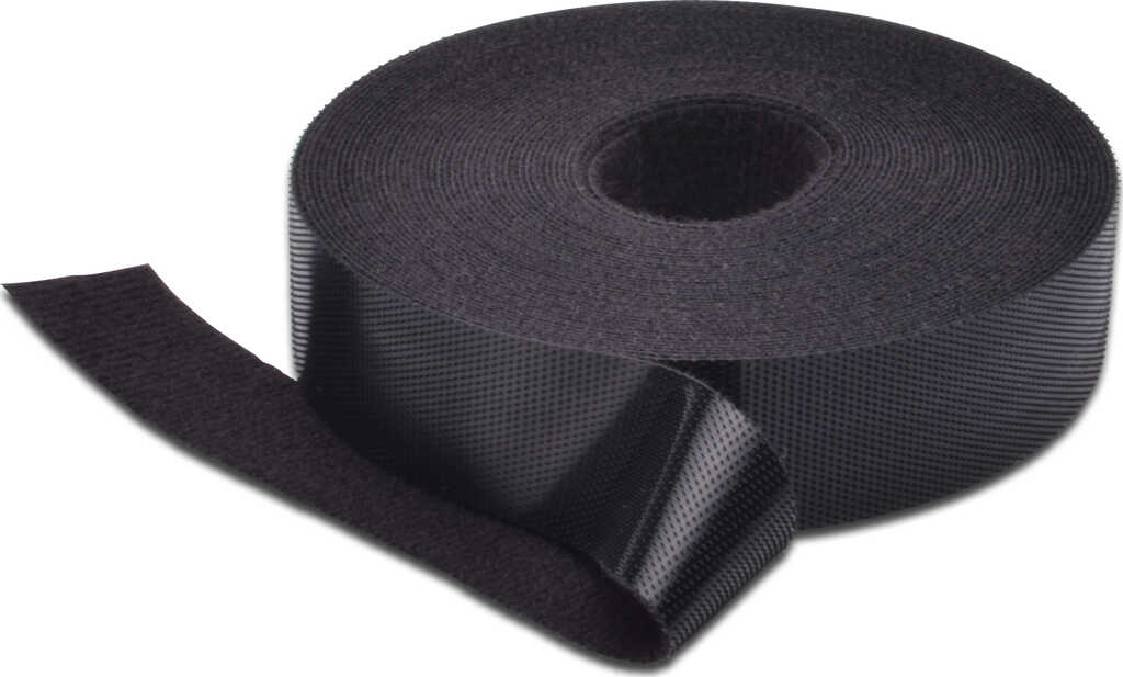 Klettband&comma; 20 mm breit&comma; 10 m Rolle&comma; Farbe schwarz
