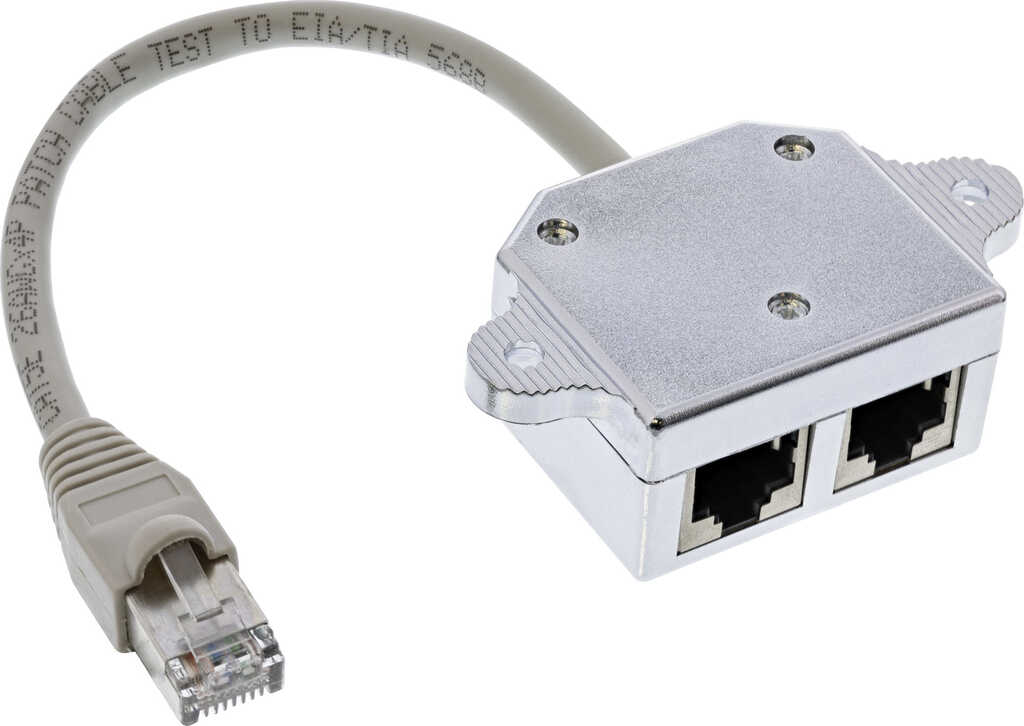 0&comma;15m InLine Cat&period;5e&sol; ISDN T-Adapter&comma; RJ45 Stecker an 2x RJ45