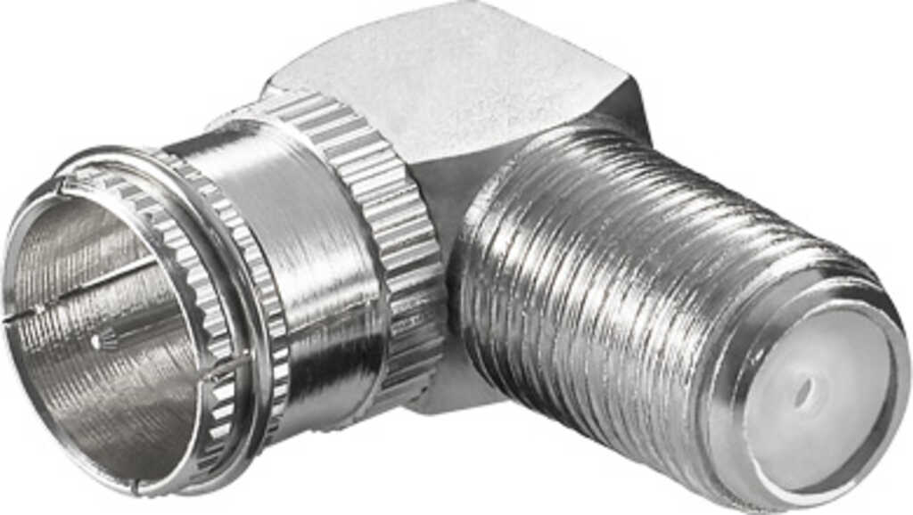 Winkeladapter&colon; F-Stecker &lpar;Quick&rpar; &gt; F-Buchse 90&deg;