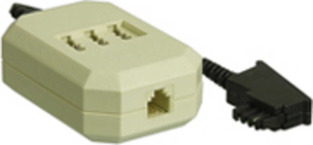 0&period;2m goobay Verl&auml;ngerungsbox&comma; TAE-F Stecker &gt; 3x TAE N&sol;F&sol;N