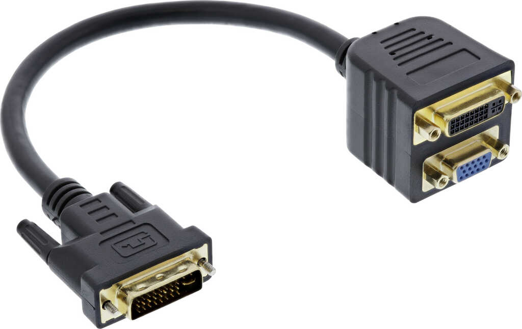 InLine DVI Adapterkabel&comma; DVI Stecker auf DVI-Buchse &plus; S-VGA