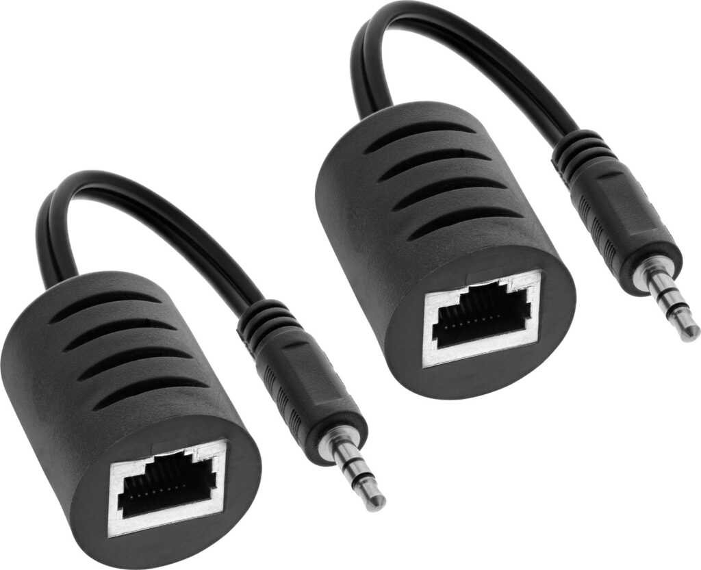 InLine Audio &uuml;ber RJ45 passiv&comma; 2x Klinke 3&comma;5mm Stecker&sol; RJ45
