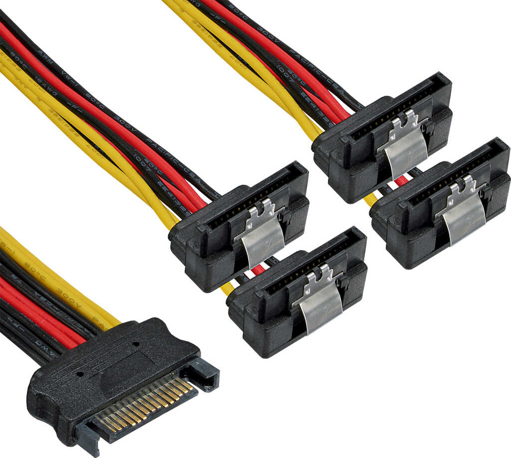 0&comma;15m SATA Strom-Y-Kabel&comma; SATA Buchse an 4x SATA Stecker