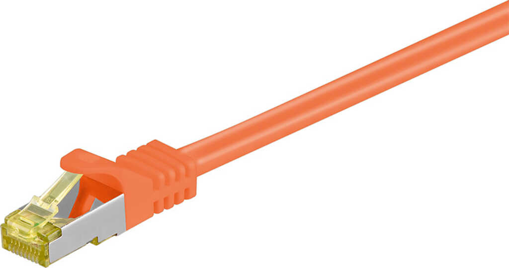 0&comma;5m RJ45 Patchkabel S&sol;FTP &lpar;PIMF&rpar; mit CAT 7 Rohkabel orange