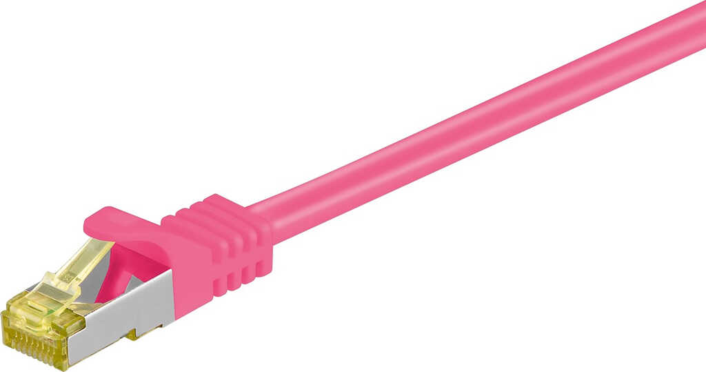 1m RJ45 Patchkabel S&sol;FTP &lpar;PIMF&rpar; mit CAT 7 Rohkabel magenta