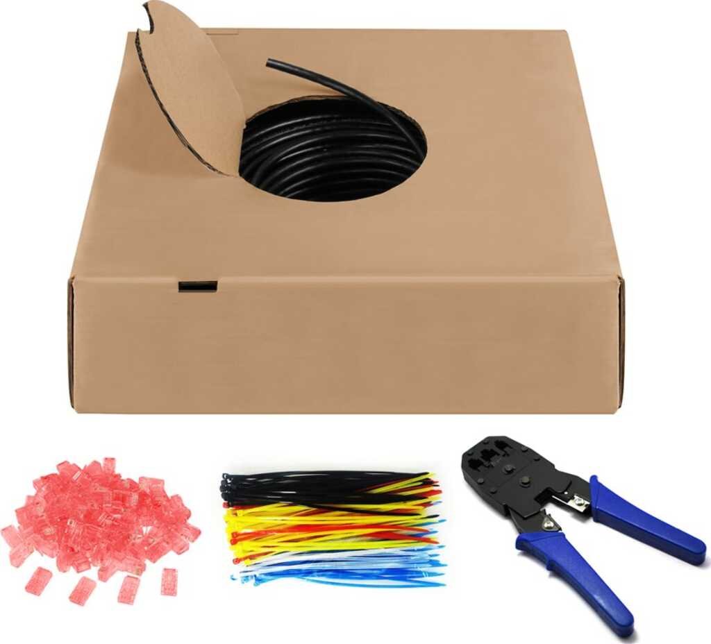 100m Netzwerkkabel-Set Cat&period;6 U&sol;UTP goobay AWG 24&sol;1 schwarz