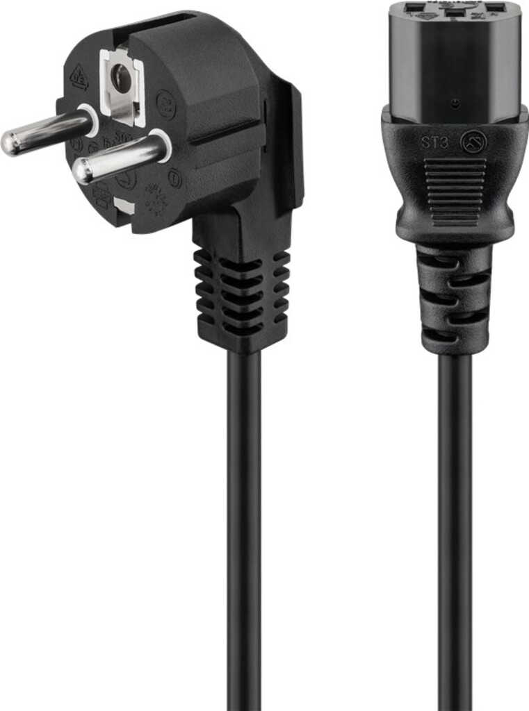 5m Netzkabel Kaltger&auml;te Anschlusskabel abgewinkelt Schutzkontaktstecker &lpar;Typ F&comma; CEE 7&sol;7&rpar; &gt; Ger&auml;tebuchse C13