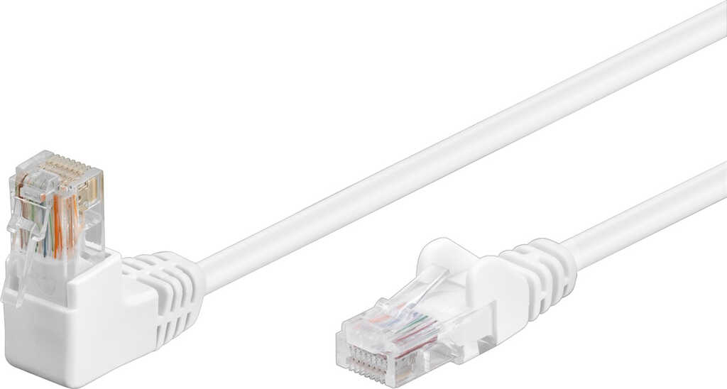 1m Patchkabel Cat&period;5e U&sol;UTP 90&deg; gewinkelt&sol;gerade&comma; wei&szlig;