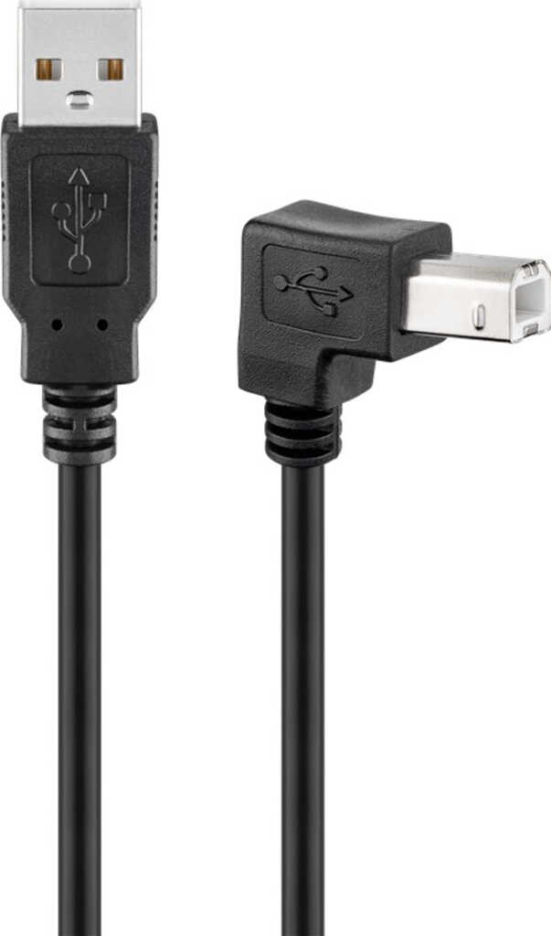1m USB 2&period;0-Kabel TypA auf TypB gewinkelt schwarz&period; goobay