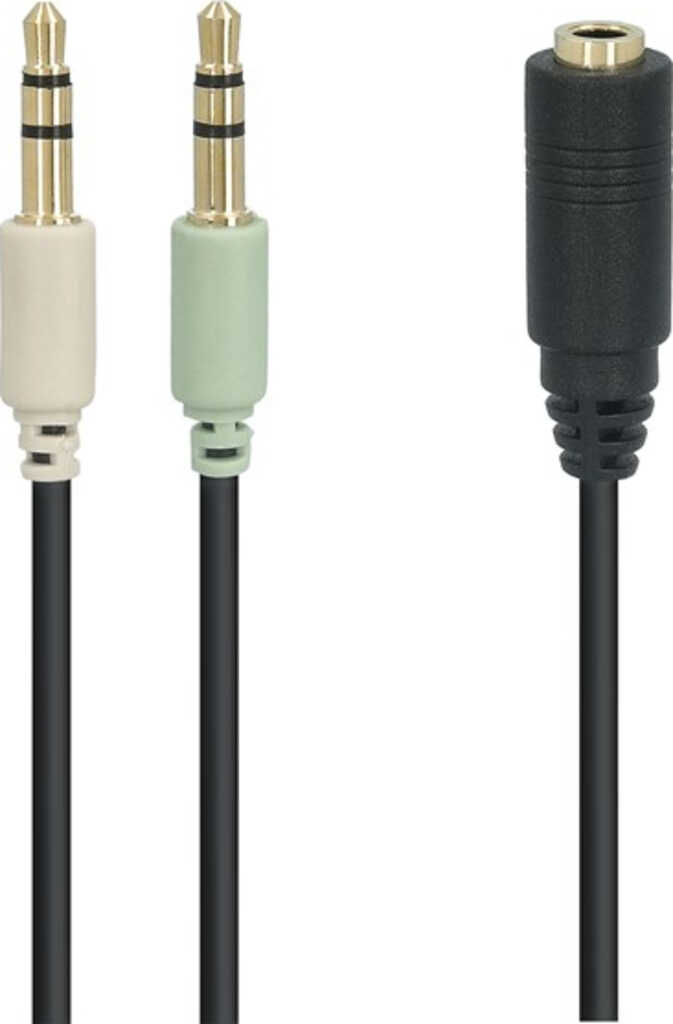 Audio-Adapter &lpar;Kopfh&ouml;rer &gt; Notebook&rpar; verbindet Stereo- Headset  &lpar;3&comma;5-mm-Klinkenstecker&comma; 4-polig&rpar; mit PC oder Notebo