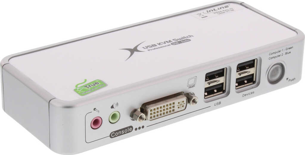 InLine KVM Switch&comma; DVI&comma; 2-fach&comma; USB &lpar;4 -fach&rpar;&comma; mit Audio