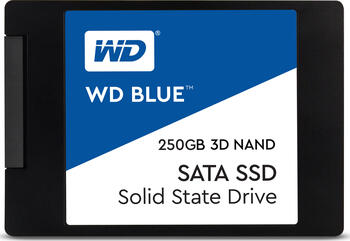 250 GB SSD WD Blue 3D NAND, SATA 6Gb/s lesen: 550MB/s, schreiben: 525MB/s, TBW: 100TB