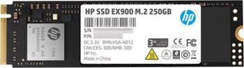 250 GB SSD HP SSD EX900 M.2, M.2/M-Key (PCIe 3.0 x4), lesen: 2100MB/s, schreiben: 1300MB/s, TBW: 100TB
