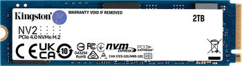 2.0 TB SSD Kingston NV2 NVMe PCIe 4.0 SSD, M.2/M-Key (PCIe 4.0 x4), lesen: 3500MB/s, schreiben: 2800MB/s, TBW: 640TB