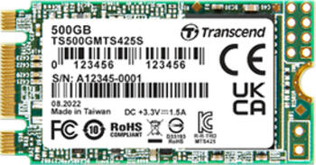 500 GB SSD Transcend MTS425S SSD, M.2/M-Key (PCIe 4.0 x4), lesen: 530MB/s, schreiben: 480MB/s, TBW: 180TB