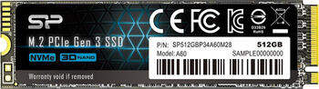 512 GB SSD Silicon Power P34A60, M.2/M-Key (PCIe 3.0 x4), lesen: 2200MB/s, schreiben: 1600MB/s SLC-Cached, TBW: 300TB