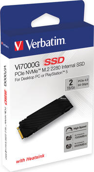 2.0 TB SSD Verbatim Vi7000G PCIe NVMe SSD, M.2/M-Key (PCIe 4.0 x4), lesen: 7400MB/s, schreiben: 6700MB/s