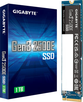 1.0 TB SSD GIGABYTE Gen3 2500E SSD, M.2/M-Key (PCIe 3.0 x4), lesen: 2400MB/s, schreiben: 1800MB/s SLC-Cached,