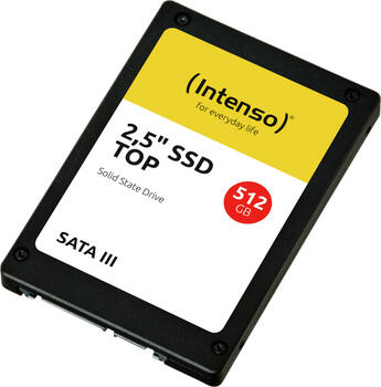 512 GB SSD Intenso Top III SATA 6Gb/s 2.5 Zoll lesen: 520MB/s, schreiben: 500MB/s