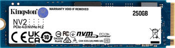 250 GB SSD Kingston NV2 NVMe PCIe 4.0 SSD, M.2/M-Key (PCIe 4.0 x4), lesen: 3000MB/s, schreiben: 1300MB/s SLC-Cach