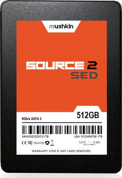 512 GB SSD Mushkin Source 2 SED, SATA 6Gb/s, lesen: 560MB/s, schreiben: 515MB/s SLC-Cached, TBW: 150TB