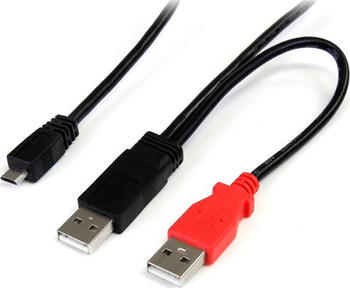 0,9m StarTech.com USB Y-Kabel für externe Festplatten Dual USB-A auf Micro-B schwarz