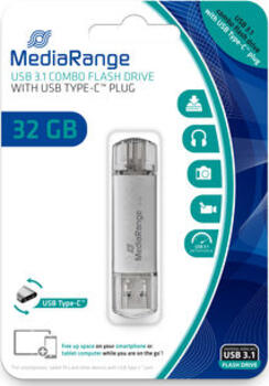 32GB MediaRange Kombo-Speicherstick USB 3&period;0 Stick lesen&colon; 70MB&sol;s&comma; schreiben&colon; 30MB&sol;s