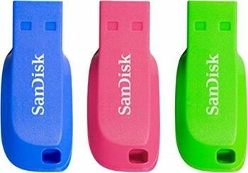 16 GB SanDisk Cruzer Blade blau/pink/grün, USB-A 2.0, 3er-Pack