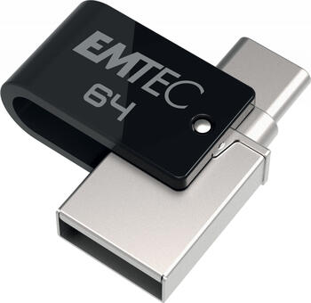 64 GB Emtec T263C Mobile & Go USB-Stick, USB-A 3.0, USB-C 3.0, lesen: 180MB/s, schreiben: 15MB/s