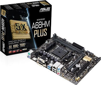 ASUS A68HM-Plus, µATX Sockel FM2+ Mainboard 2x DDR3 max. 32GB, VGA, DVI, HDMI 1.4