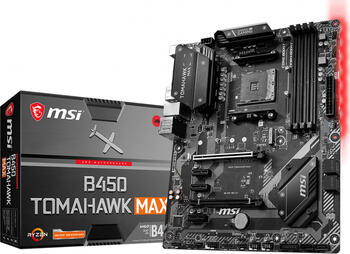 MSI B450 Tomahawk Max&comma; ATX Mainboard&comma; 4x DDR4&comma; max&period; 64GB&comma; 1x DVI-D&comma; 1x HDMI 1&period;4&comma; 1x USB-C 3&period;1