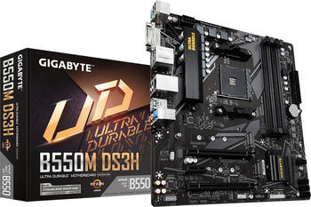 Gigabyte B550M DS3H, µATX Mainboard, 4x DDR4, max. 128GB, 1x DVI-D, 1x HDMI 2.1