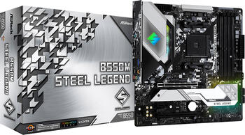 ASRock B550M Steel Legend, µATX-Mainboard, 4x DDR4, max. 128GB, 1x HDMI 2.1, 1x USB-C 3.1