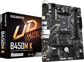 GIGABYTE B450M K, µATX Mainboard, 2x DDR4, max. 64GB, 1x HDMI 2.0b