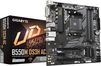 GIGABYTE B550M DS3H AC, µATX Mainboard, 4x DDR4, max. 128GB, 1x DVI-D, 1x HDMI 2.1
