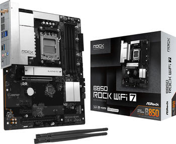 Asrock B850 Rock WiFi 7&comma; ATX AM5 Mainboard&comma; 4x DDR5&comma; max&period; 256 GB&comma; 1x HDMI&comma; 1x USB-C&comma; WiFi